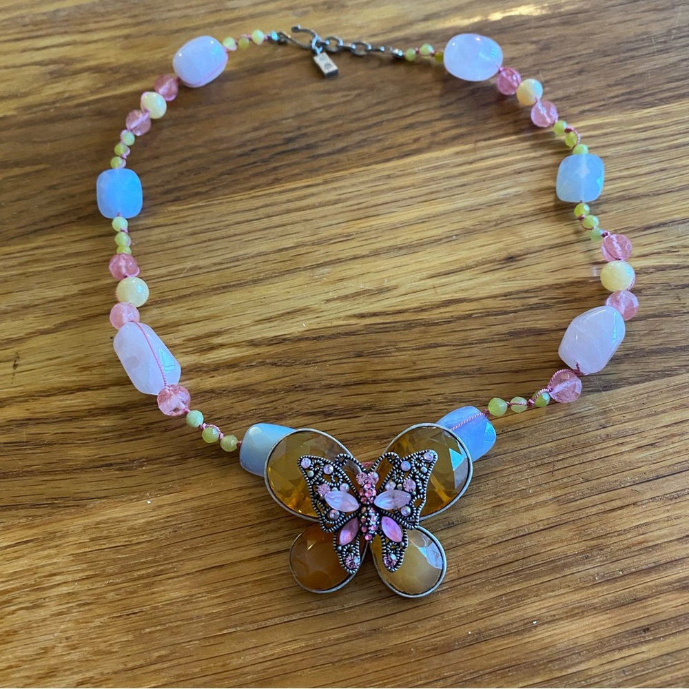 Butterfly multicolored beaded necklace